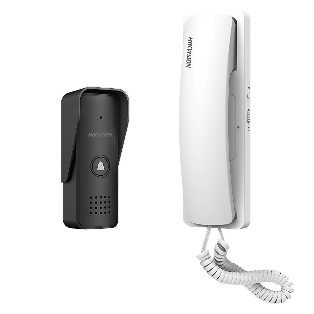 Kit de Audioportero Analógico a 2 Hilos HIKVISION DS-KIS103/US, Apertura de 2 Puertas, Diferentes Tonos y Volúmenes, Protección IP55